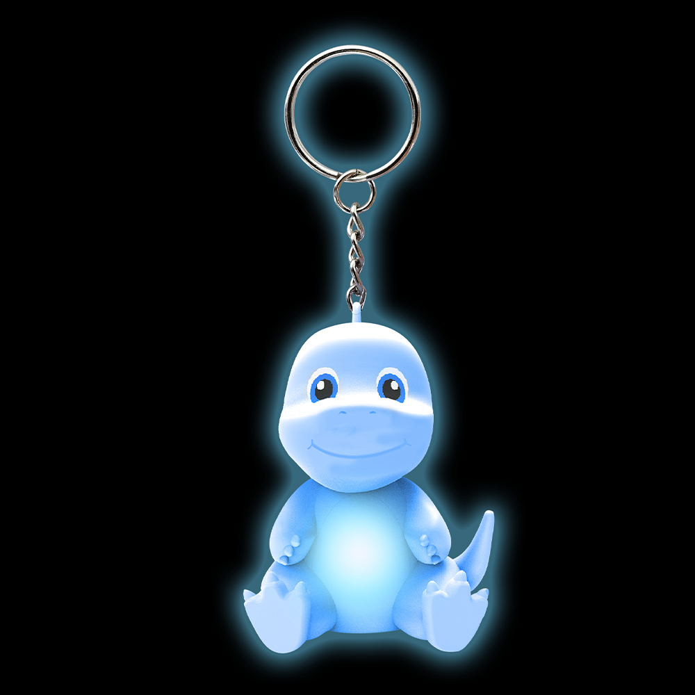 LED Flashing Dino Keychain
