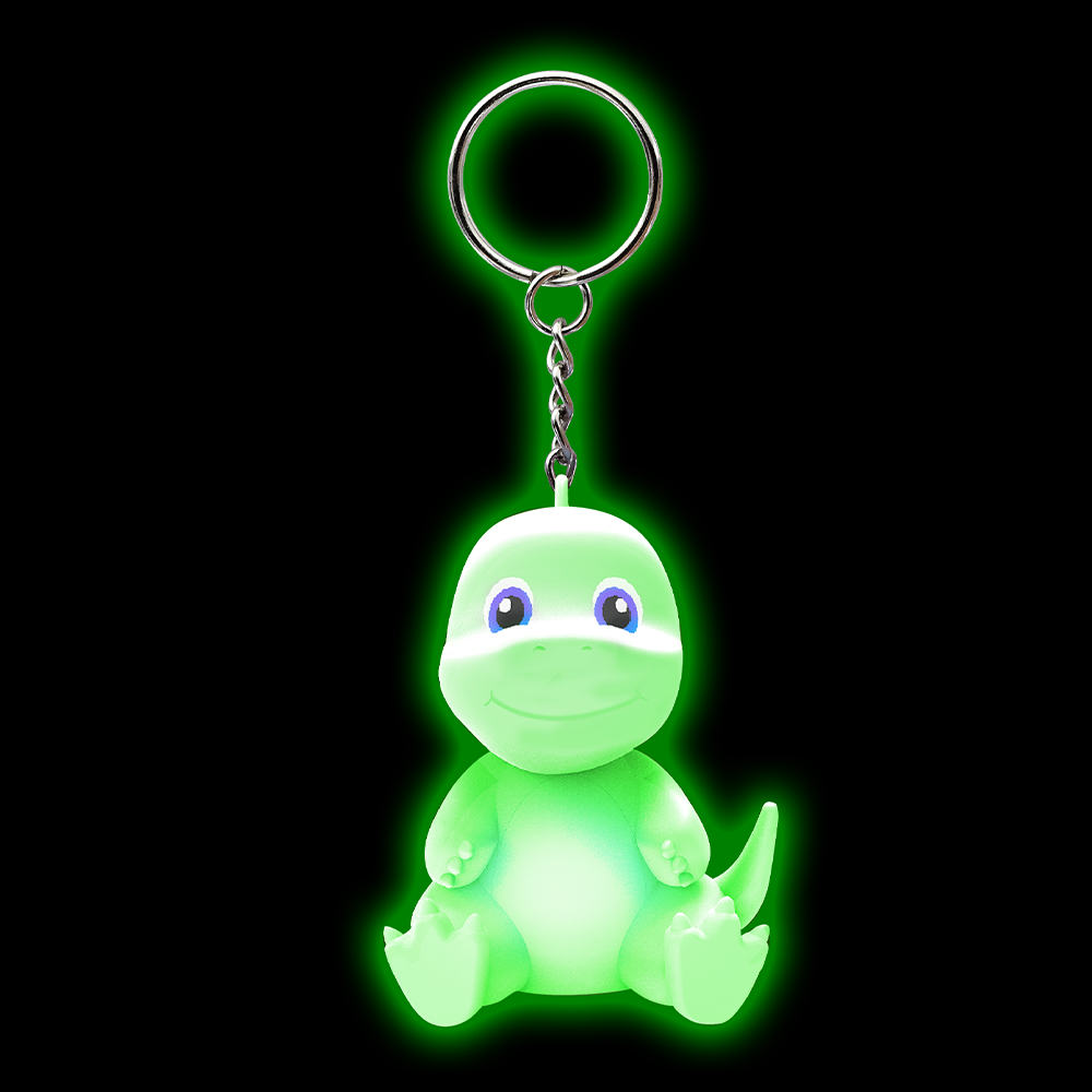 LED Flashing Dino Keychain