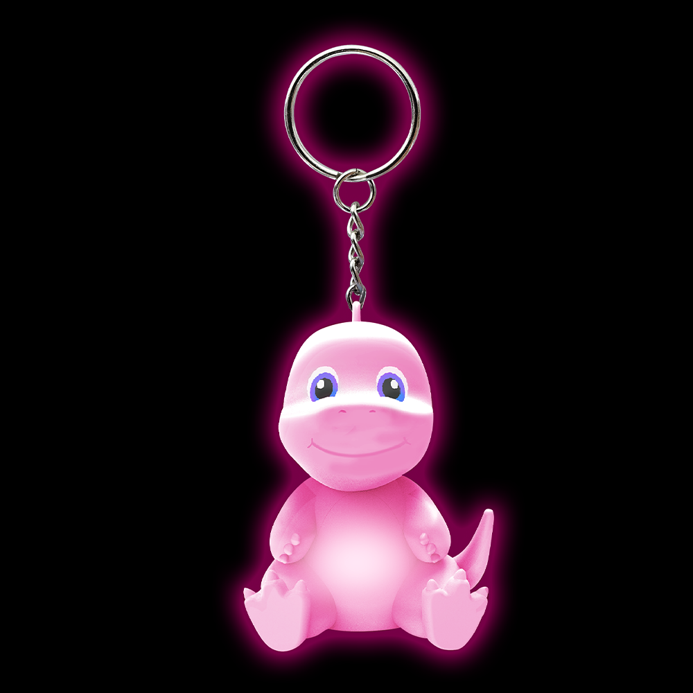 LED Flashing Dino Keychain