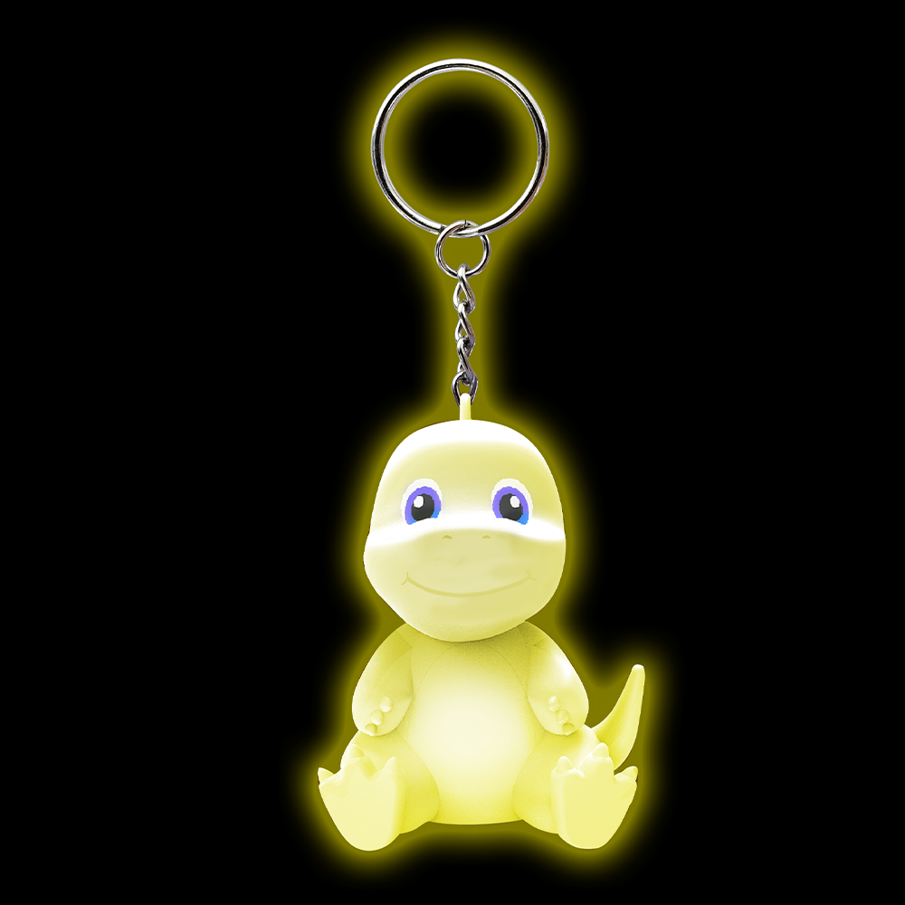 LED Flashing Dino Keychain