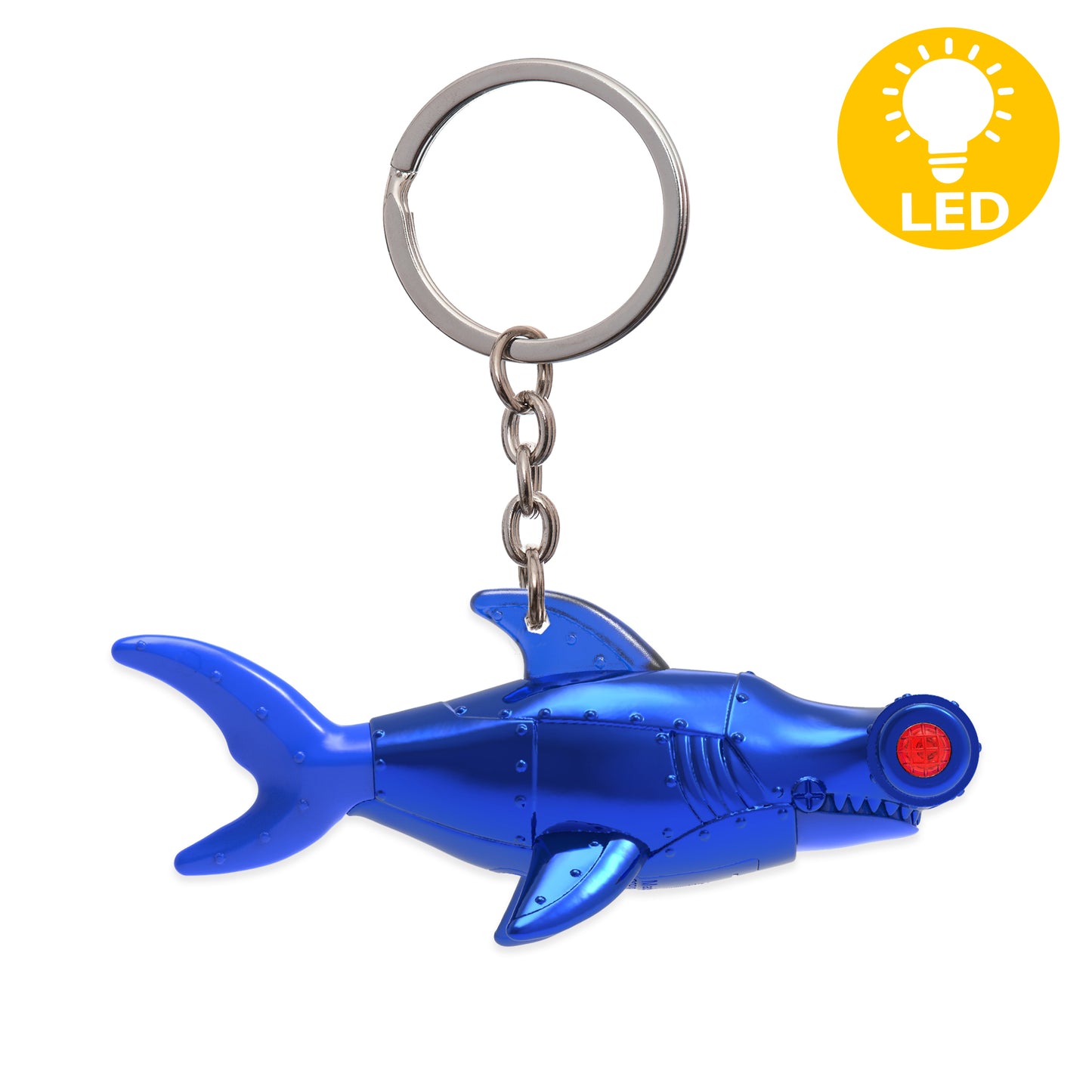 Load image into Gallery viewer, Armored LED Hammer Head Shark Key Chain
