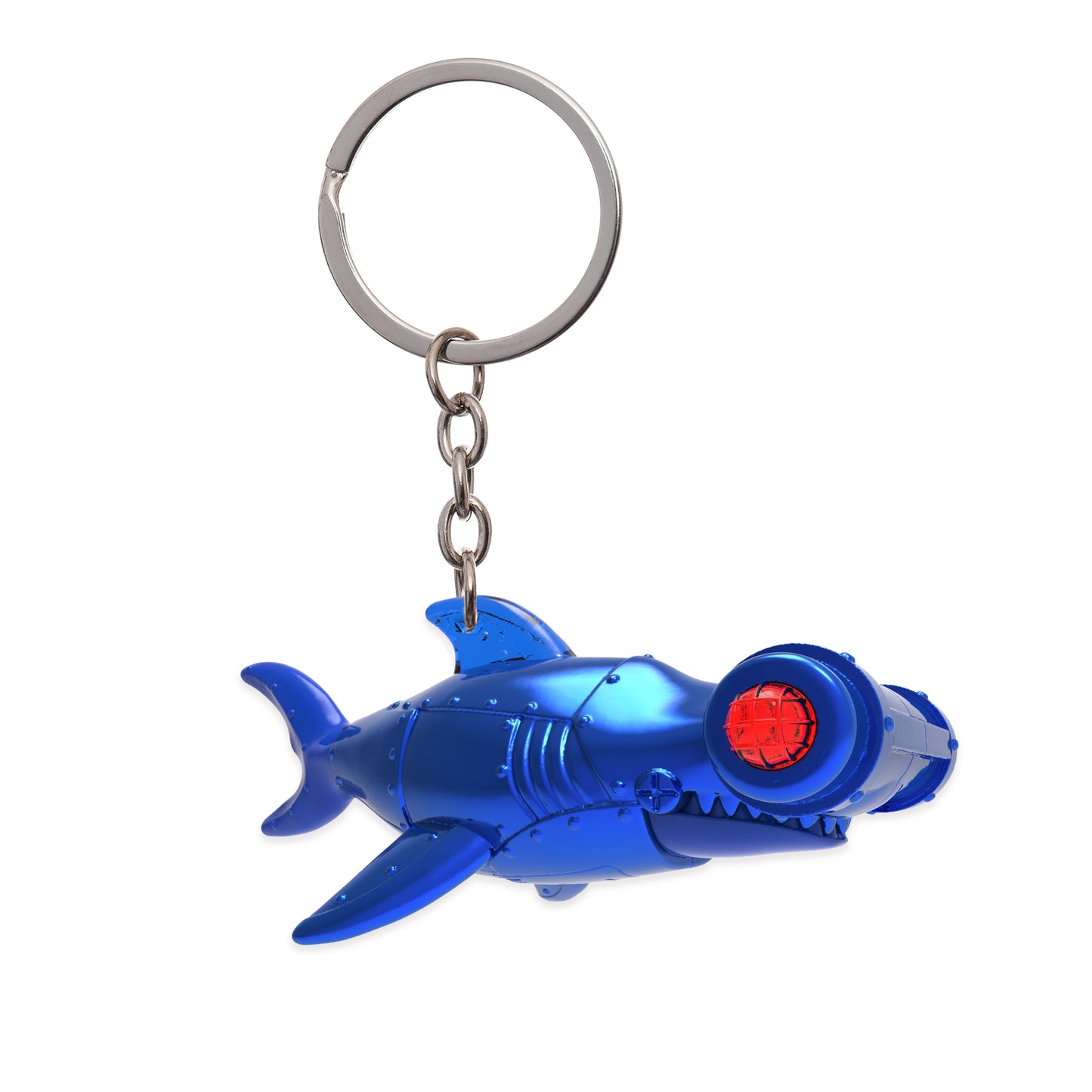 Load image into Gallery viewer, Armored LED Hammer Head Shark Key Chain
