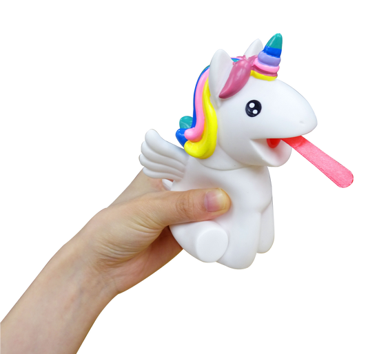 Load image into Gallery viewer, Squeeze Me Rainbow Unicorn - Tongue out
